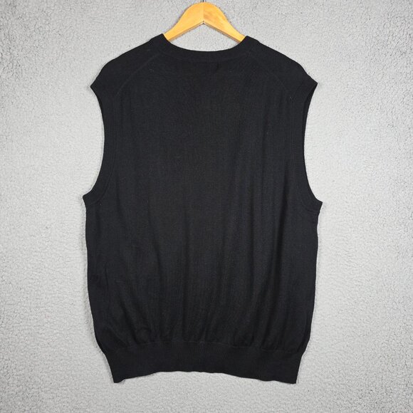 Paul Fredrick Sweater Vest Mens  XL Black Knit V Neck Cashmere Silk Blend Slim - Picture 4 of 9